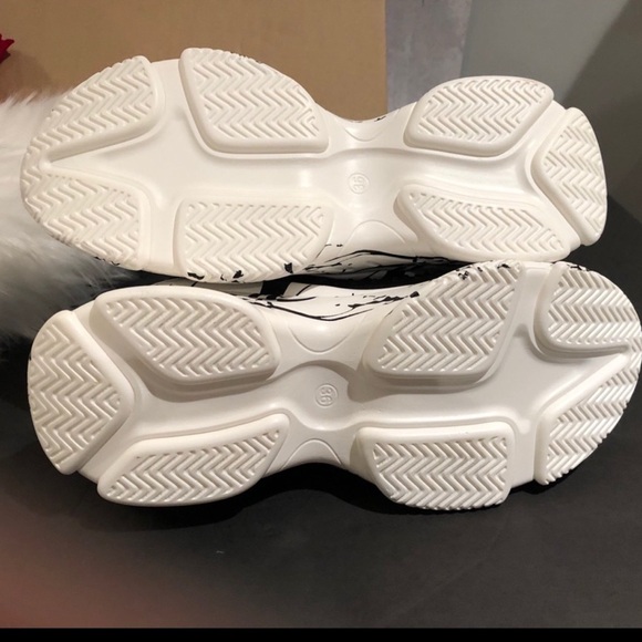 NEW Platform Ankle Stud Sock Black & White Booties-36 - Picture 10 of 14